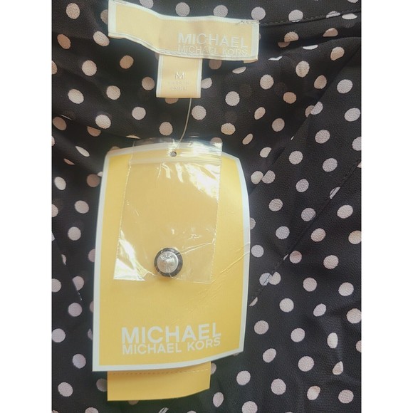 Michael Kors midi dress v-neck 3/4 sleeve polka dot size M brown S ..M - Picture 5 of 12